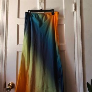 Flowy Gradient Midi Skirt - Warm to Cool Tones - Bias Cut